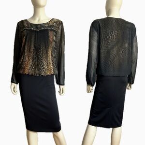 NWT PLUS SIZE FORMAL DRESS CHIFFON‎ LOOSE TOP/STRETCHY BOTTOM LONG SLEEVES LINED